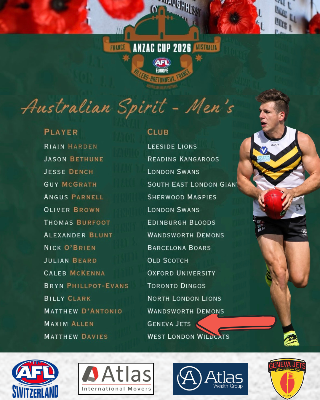 Maxim Allen named in the Australia Spirit Squad